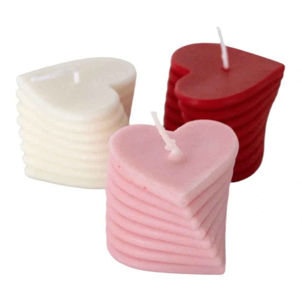 Heart Stack Votive Candles - Pink, Red & White - handmade